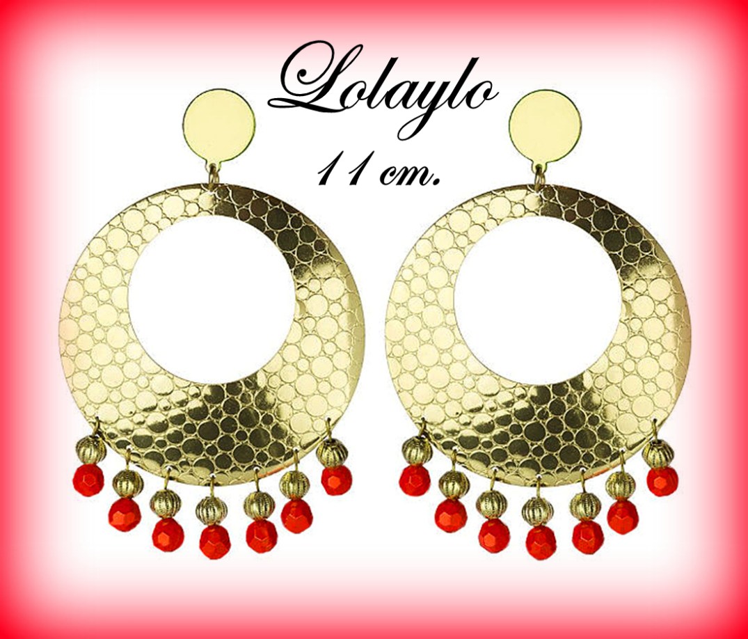 11cm. ARO CON BOLITAS FACETADAS ROJO