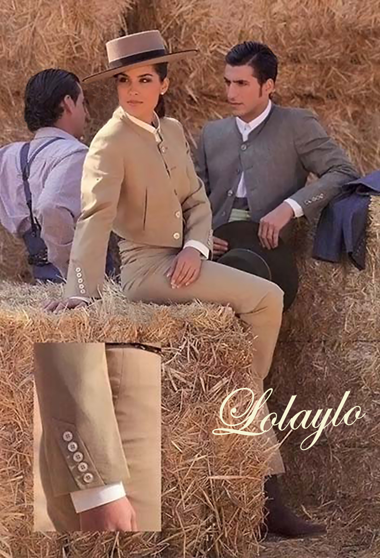 5 - TRAJE CAMPERO CON CHALECO LYCRA BEIGE TOSTADO 360€_