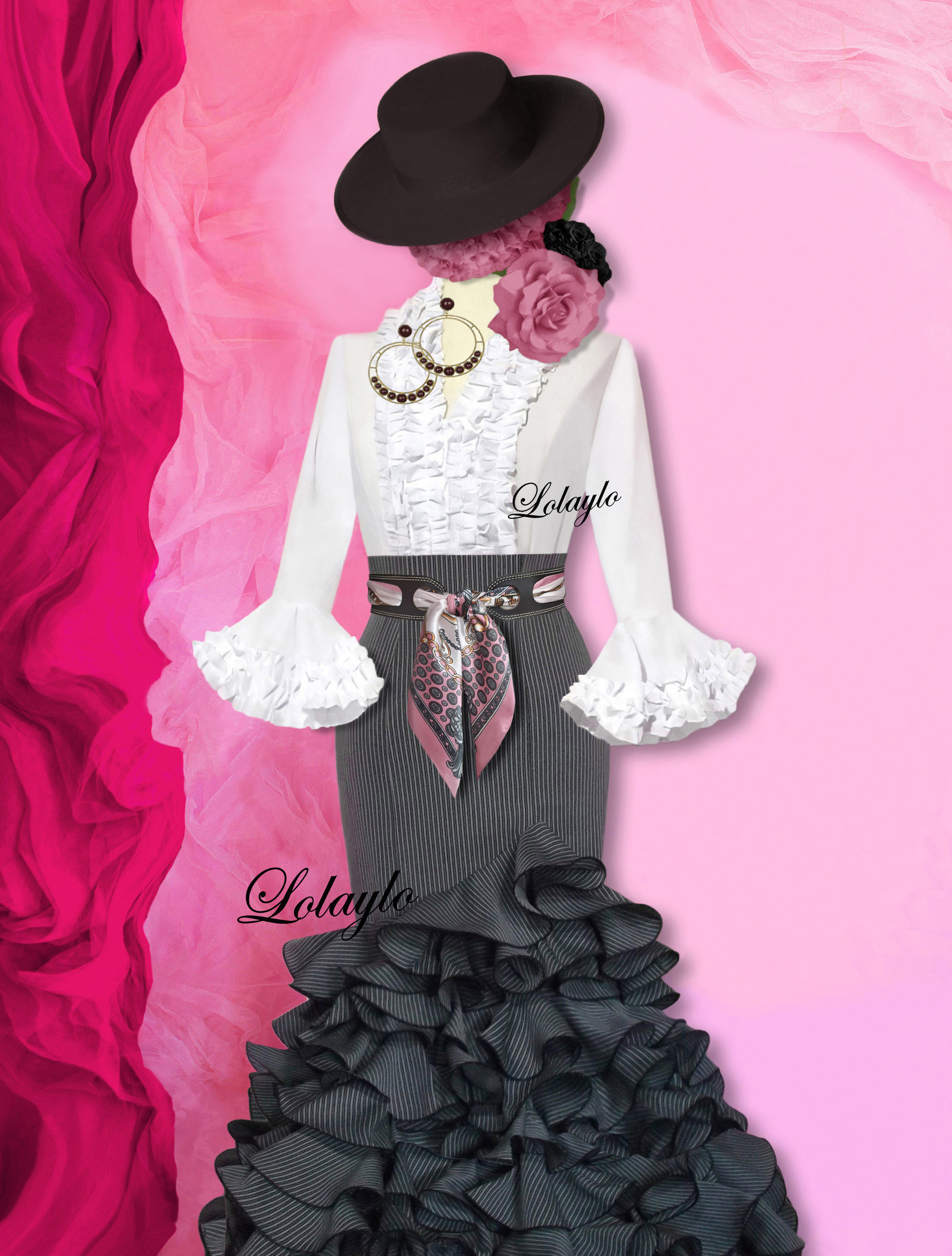 CAMPERA GRIS PAÑUELO MAQUILLAJE.