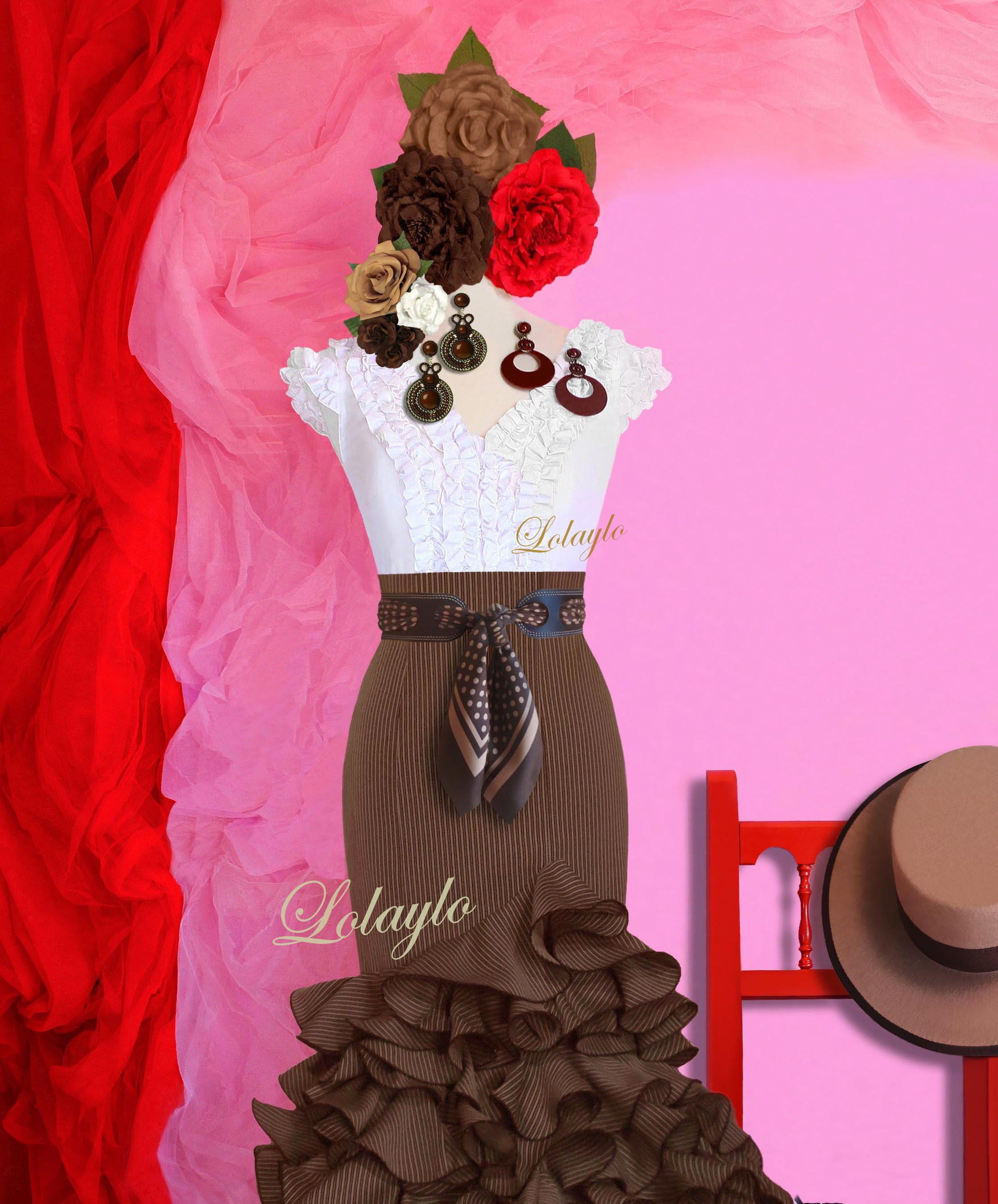 CAMPERA MARRÓN PAÑUELO LUNAR.