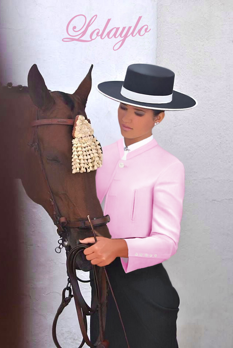 CHAQUETILLA VERANO MIL RAYAS ROSA. FALDA AMAZONA NEGRA.