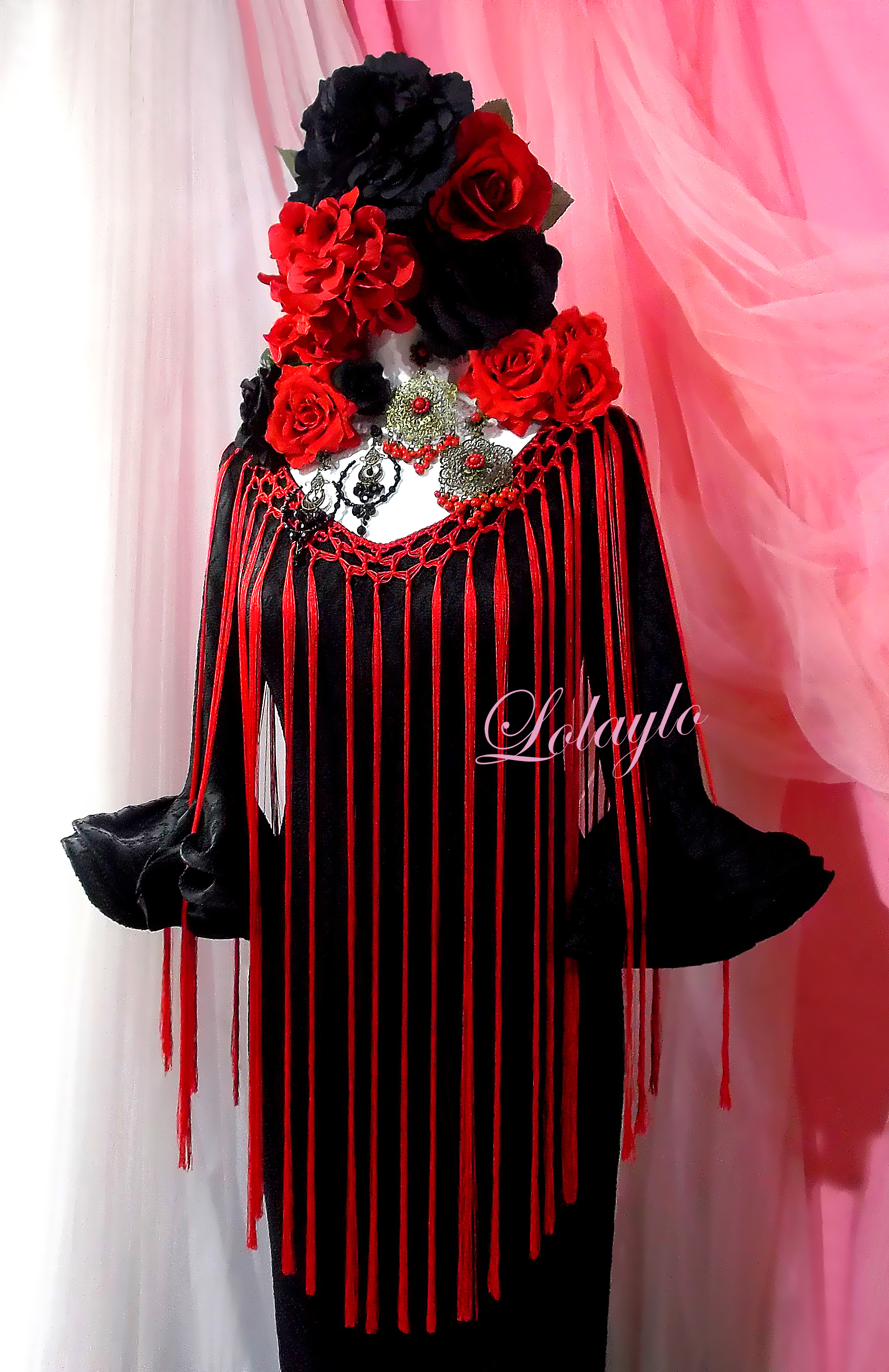 DET. ENCAJE NEGRO-ROJO