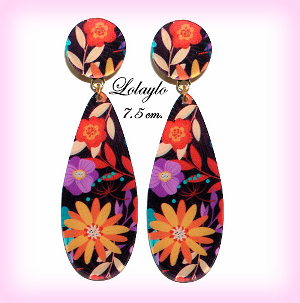 ESTAMPADO LÁGRIMA. 7.5x2.5cm.13€. CIERRE OMEGA