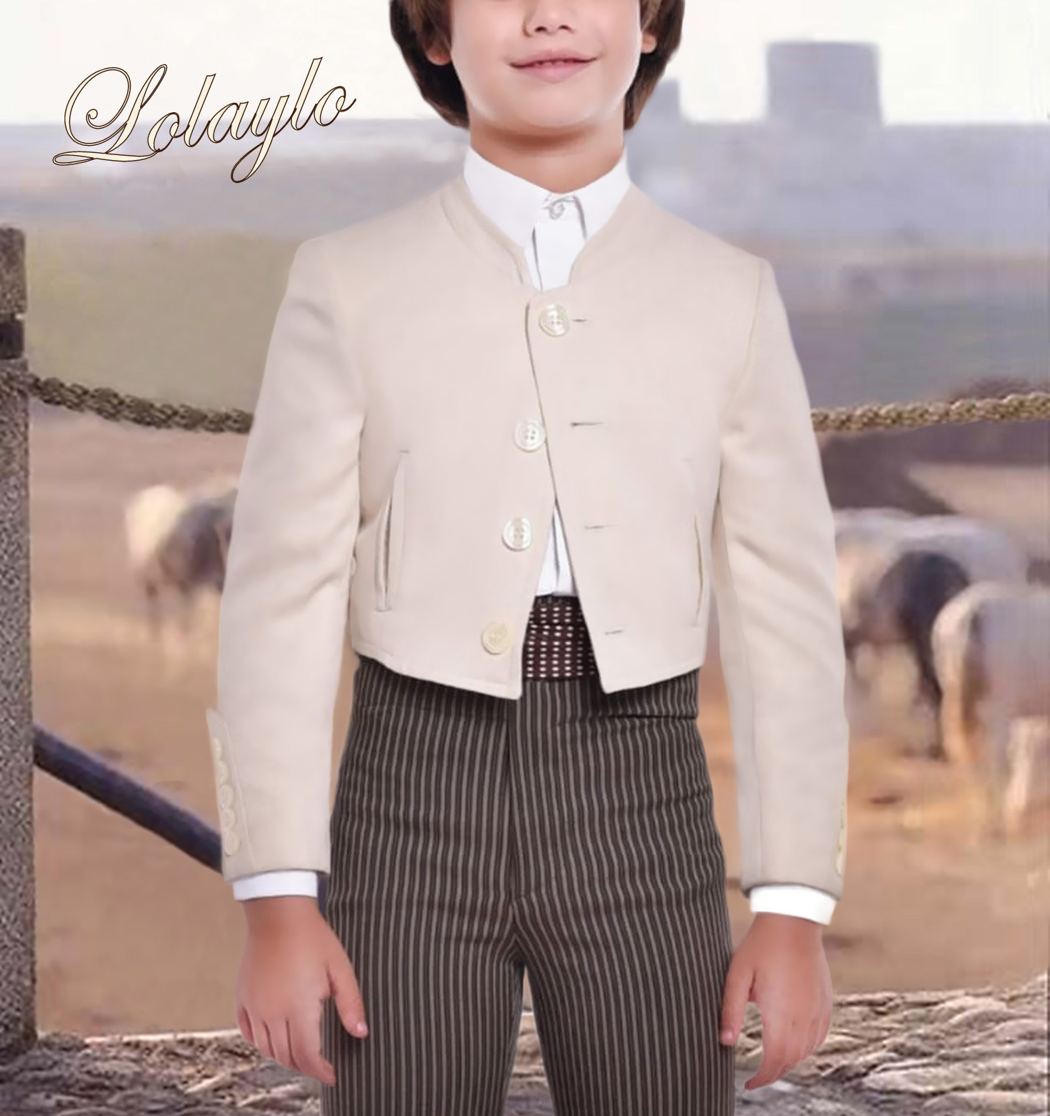 LISA HUESO - PANTALÓN RAYA MARRÓN.