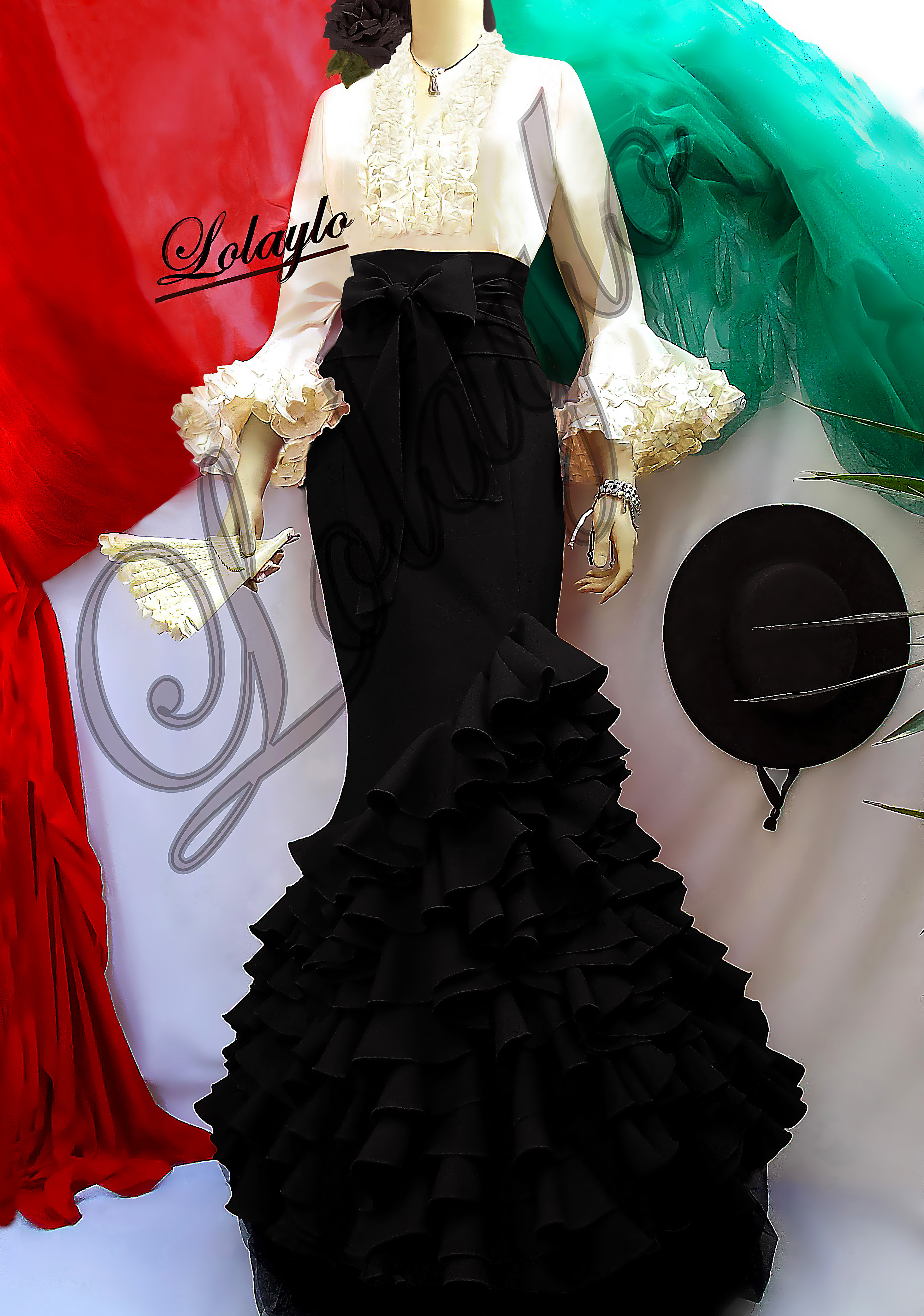 Lola negra blusa marfil