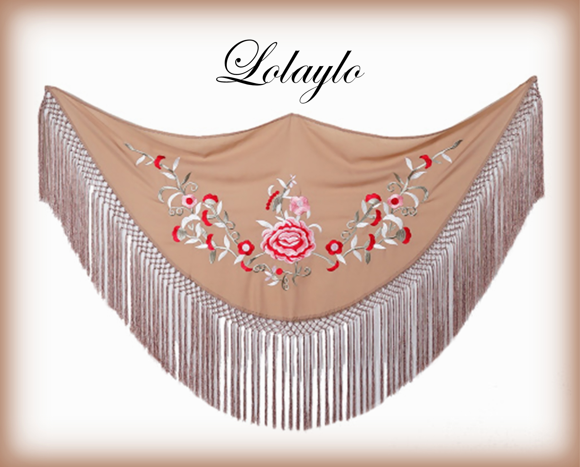 MANTONCILLO CRESPÓN CAMEL BORDADO 110€.