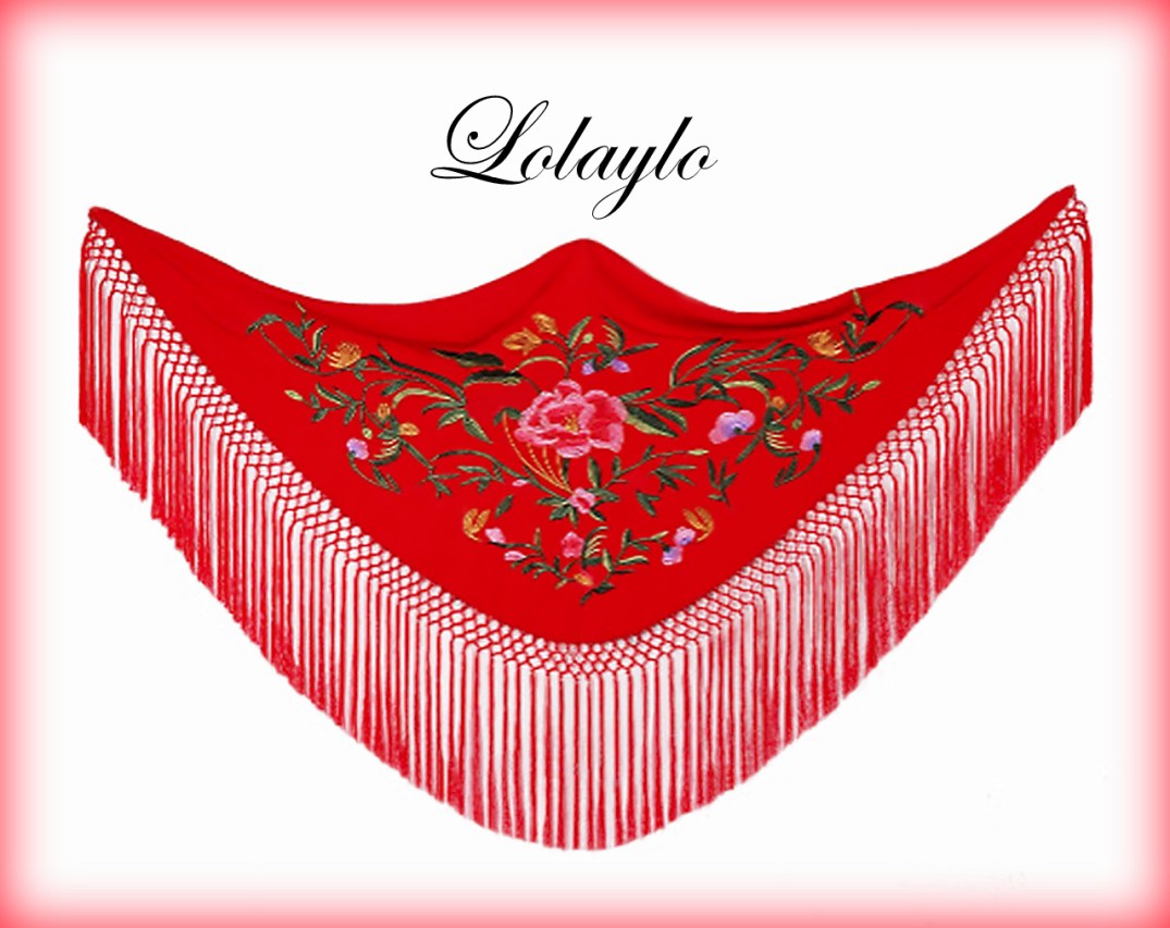 MANTONCILLO CRESPÓN ROJO BORDADO MODELO 2. 110€.