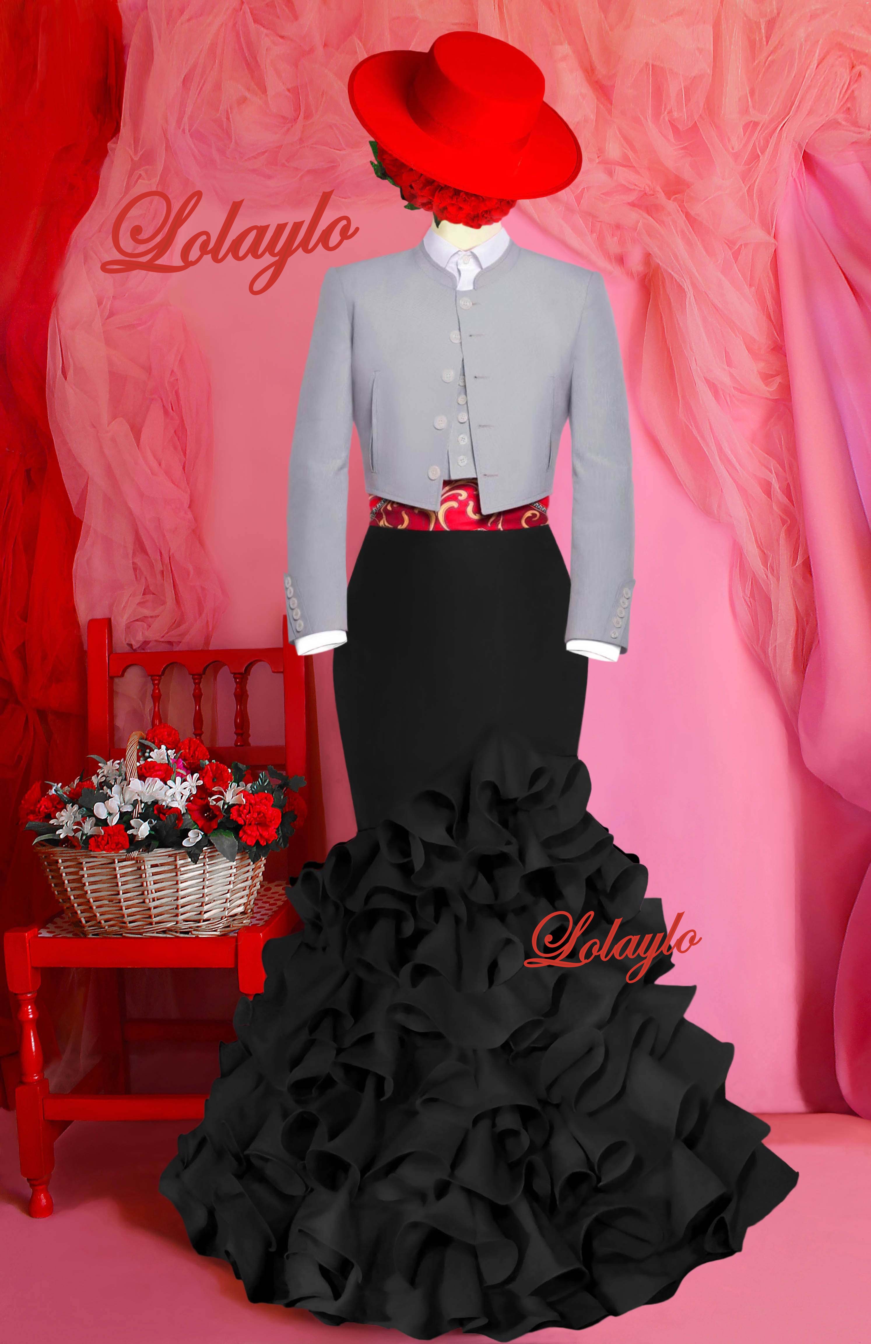 RAYA MEDIANA GRIS - FALDA NEGRA