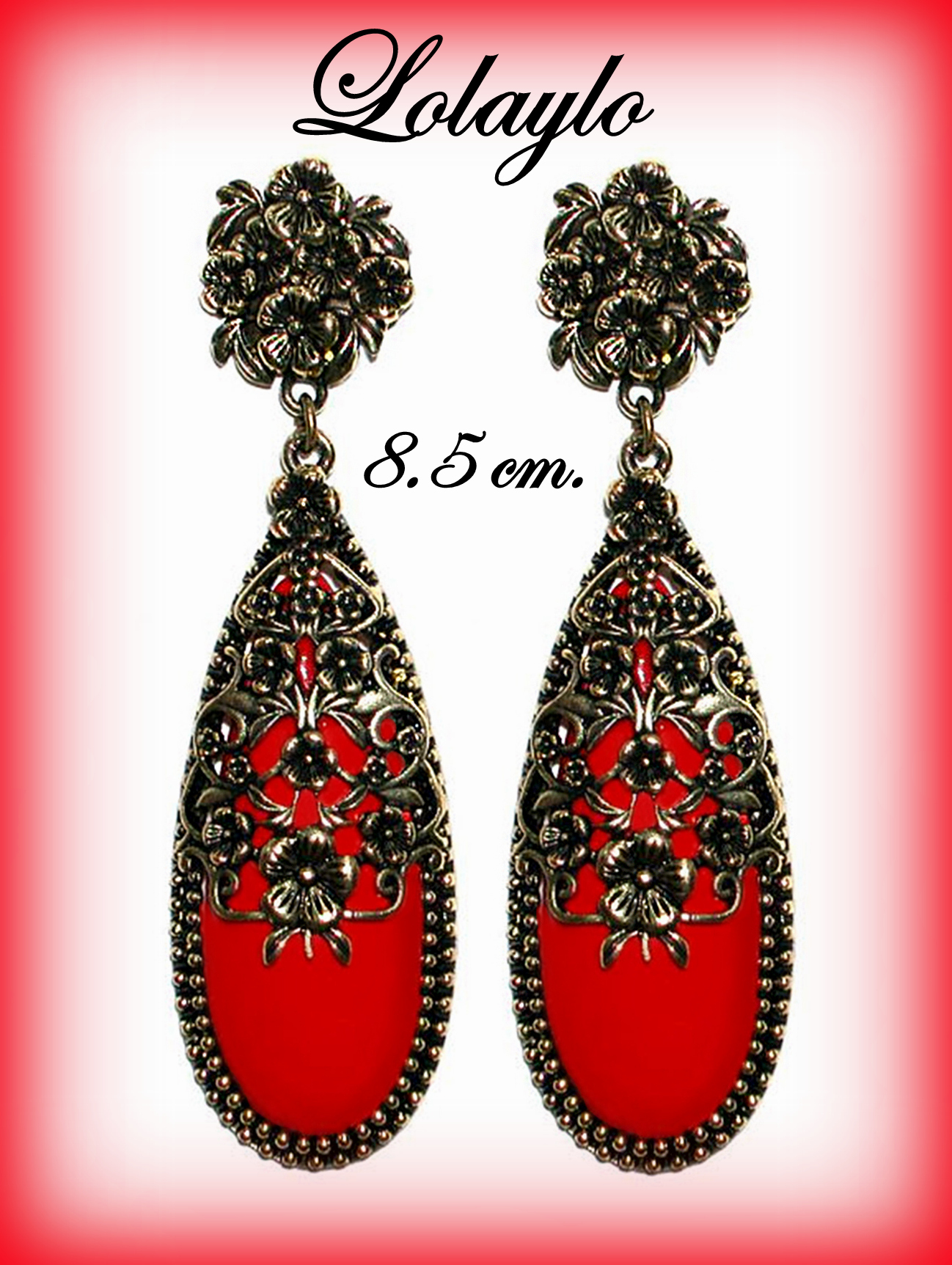 ROJO LÁGRIMA METAL LABRADO ORO VIEJO 8.5