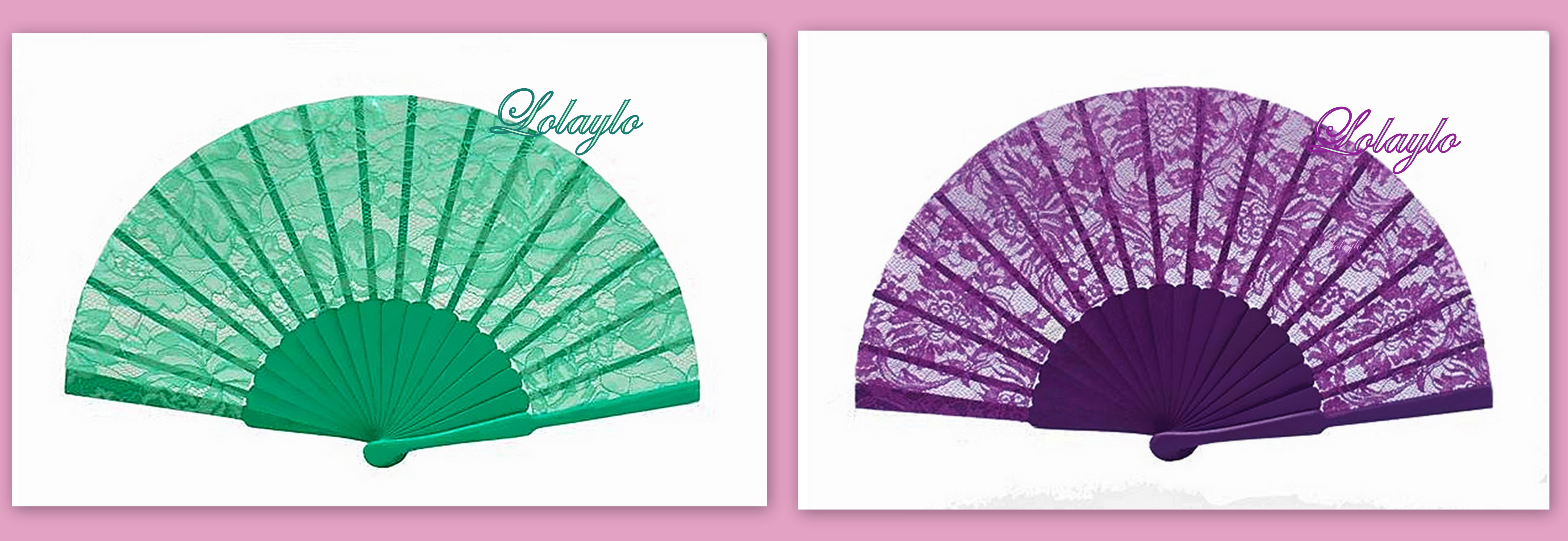 ABANICOS ENCAJE COLORES