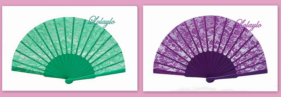 ABANICOS ENCAJE COLORES