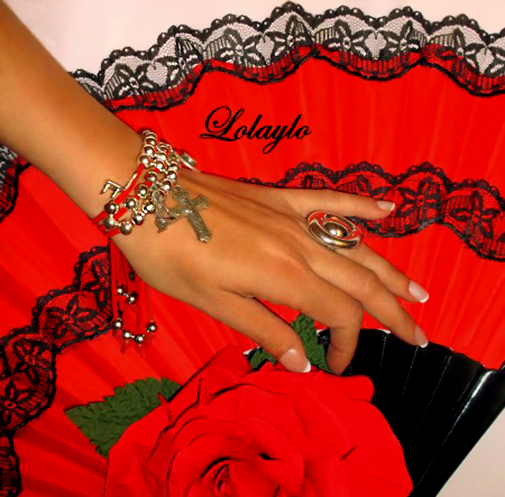 PERICON Y PULSERA ROCIERA ROJA