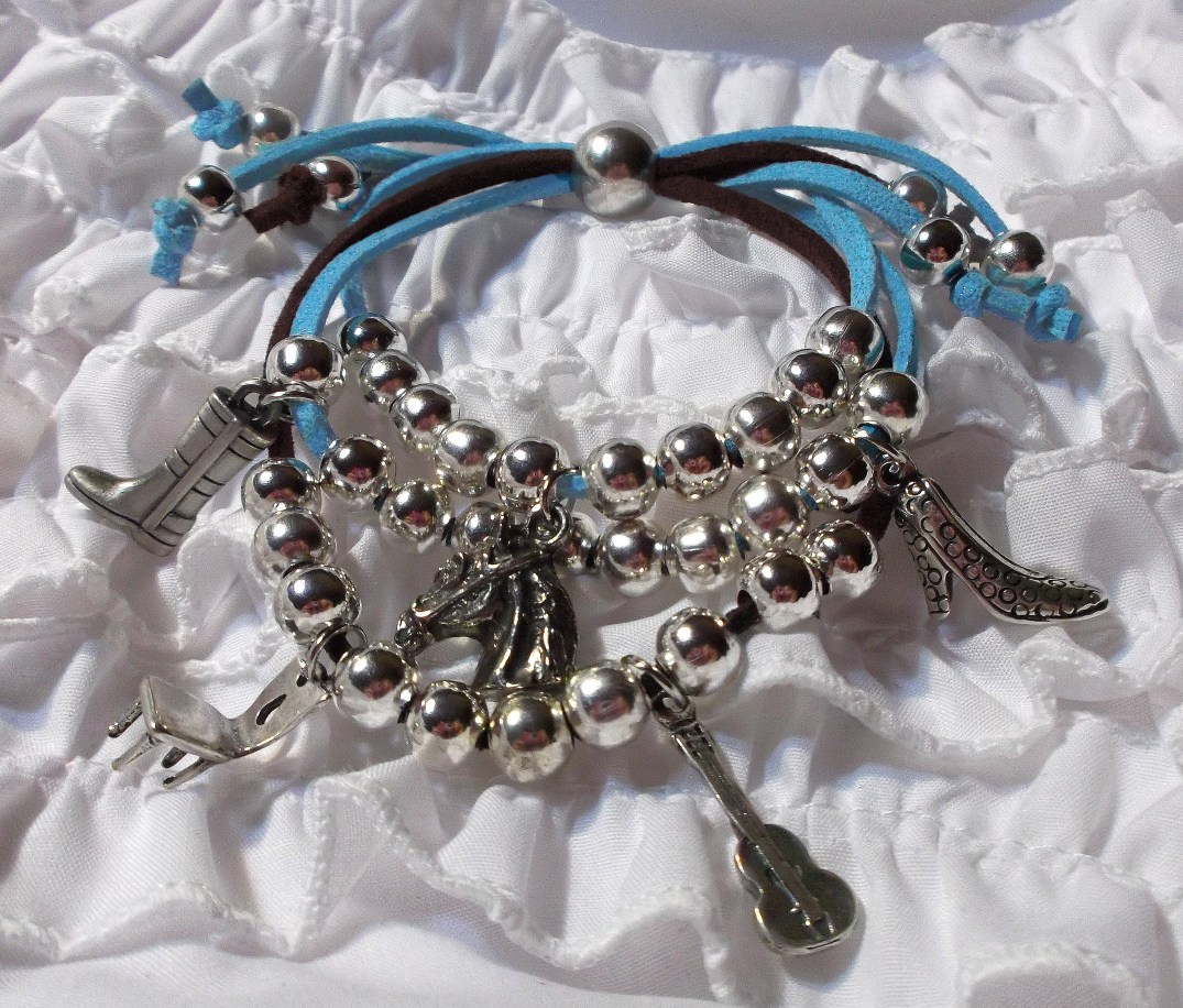 PULSERA CHOCOLATE CELESTE