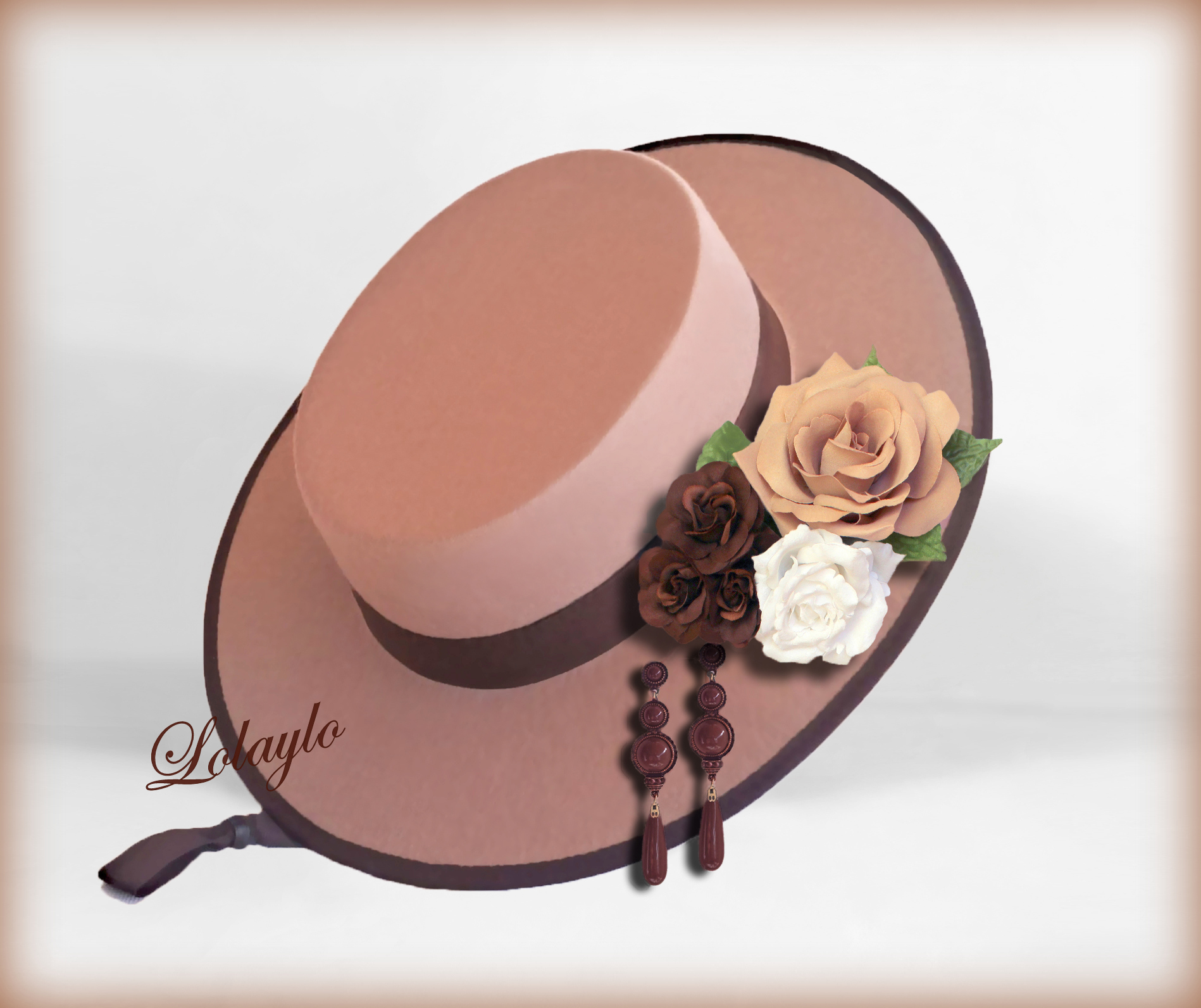 SOMBRERO CAMEL PENDIENTES LAGRIMA 16 TOCADO 18